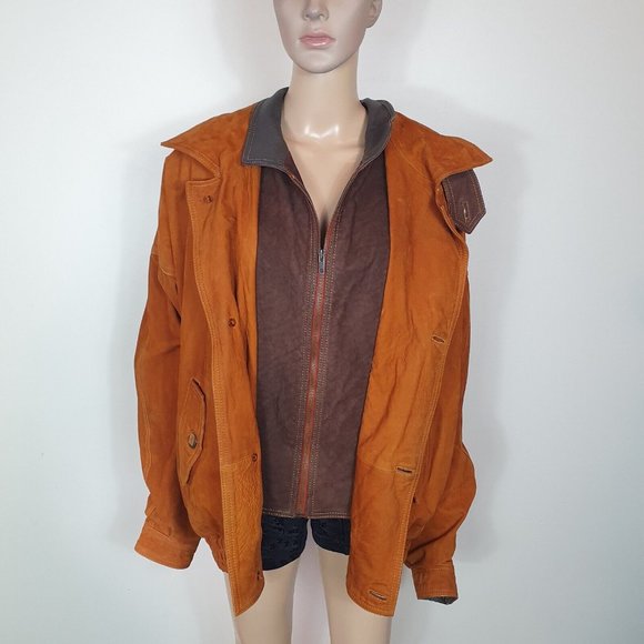 Vintage 1990's Echtes Leder Brown Leather Jacket mens RARE 3XL Great condition - Picture 9 of 12